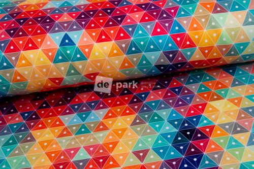 DESIGNED BY DE-PARK - Sportovní počesaná teplákovina - Barevné trojúhelníky