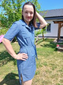 Džínsovina Chambray - Prúžok - svetlo modrá (9)