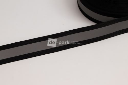 Našívací reflexní páska - černá - 3 cm