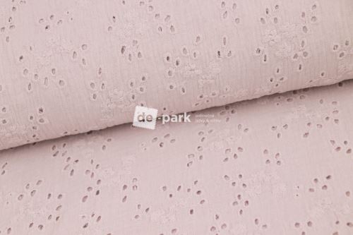 Madeira - vyšívaná gázovina - mušelín - Kytičky - bílá káva - kus - 0,80 m