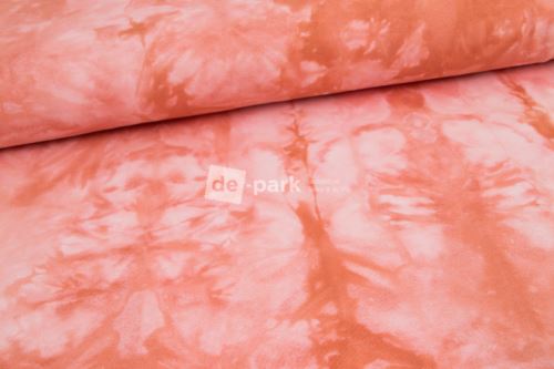 Počesaná teplákovina silná - Batika růžová