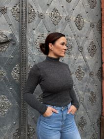 Pružná jemná svetrovina - tmavo modrá (1)