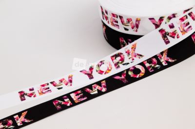 Lampas - Rypsová stuha - NEW YORK FLOWERS - biela (3)