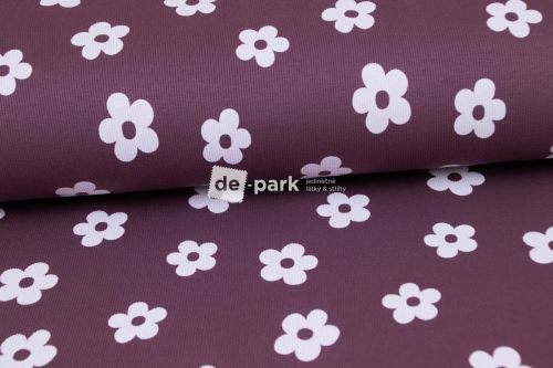 Žebrovaný úplet - Kytičky