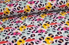 Počesaná teplákovina silná - Gepardí skvrny - barevné