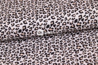 Žebrovaný úplet - Glamour gepard - pudrová