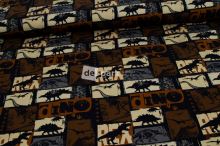 Počesaná teplákovina - Dino - hnědá