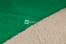 Umělá broušená kůže s beránkem - trávově zelená