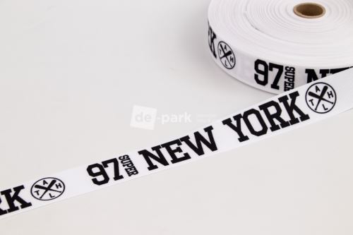 Lampas - Rypsová stuha - NEW YORK - černá na bílé