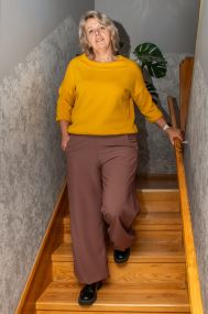 Pružná kalhotovina - mauve (9)