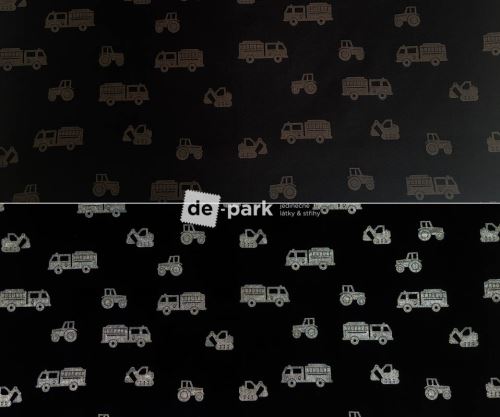 Softshell s beránkem - žíhaný - REFLEXNÍ - Stavební auta - černá Softshell s beránkem - žíhaný - REFLEXNÍ - Stavební auta - černá