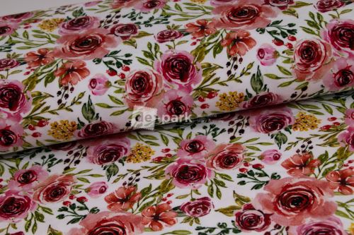 DESIGNED BY DE-PARK - teplákovina Akvarelové růžové růže